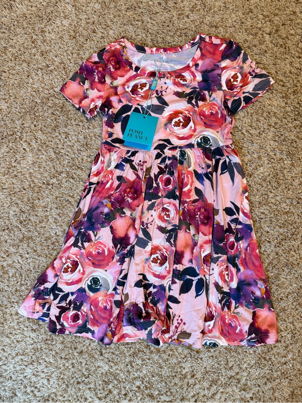 Posh Peanut Pink & Purple Floral Knit Dress
